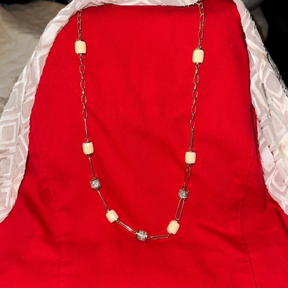 Gold ToneΒ Ivory CylinderβGemstoneβNecklaceβConsumeβJewelry